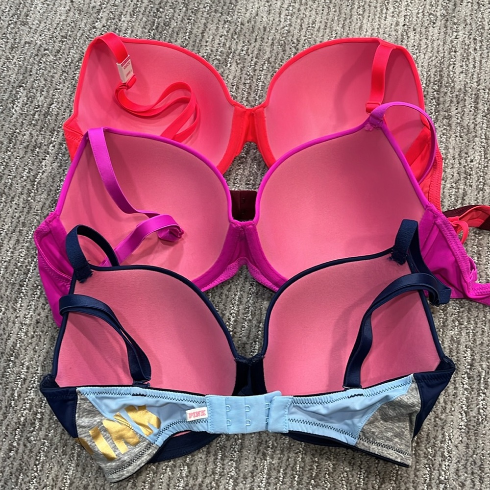 Pink Victorias Secret Wear Everywhere T Shirt Bras - LOT OF 3 - 32DD - Picture 15 of 16